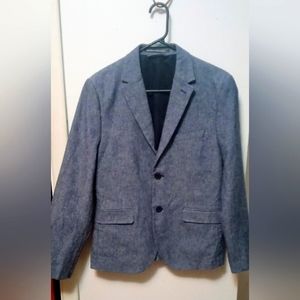 Men's 38 Slim Fit H&M Blue Sports Jacket with Brown Elbow Patches